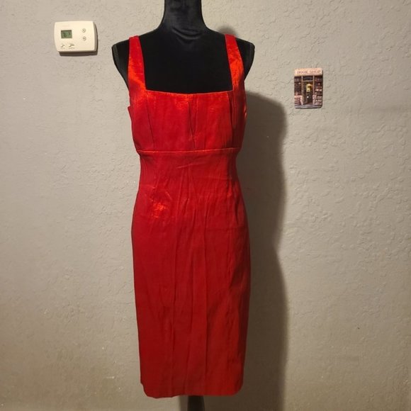 Calvin Klein Dresses & Skirts - Red Satin Calvin Klein Sheath Dress Size 12